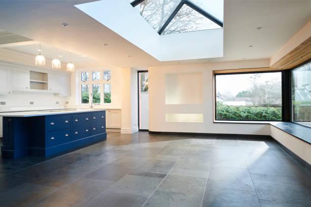 open plan extension new kitchen extension home extension stock pictures, royalty-free photos & images